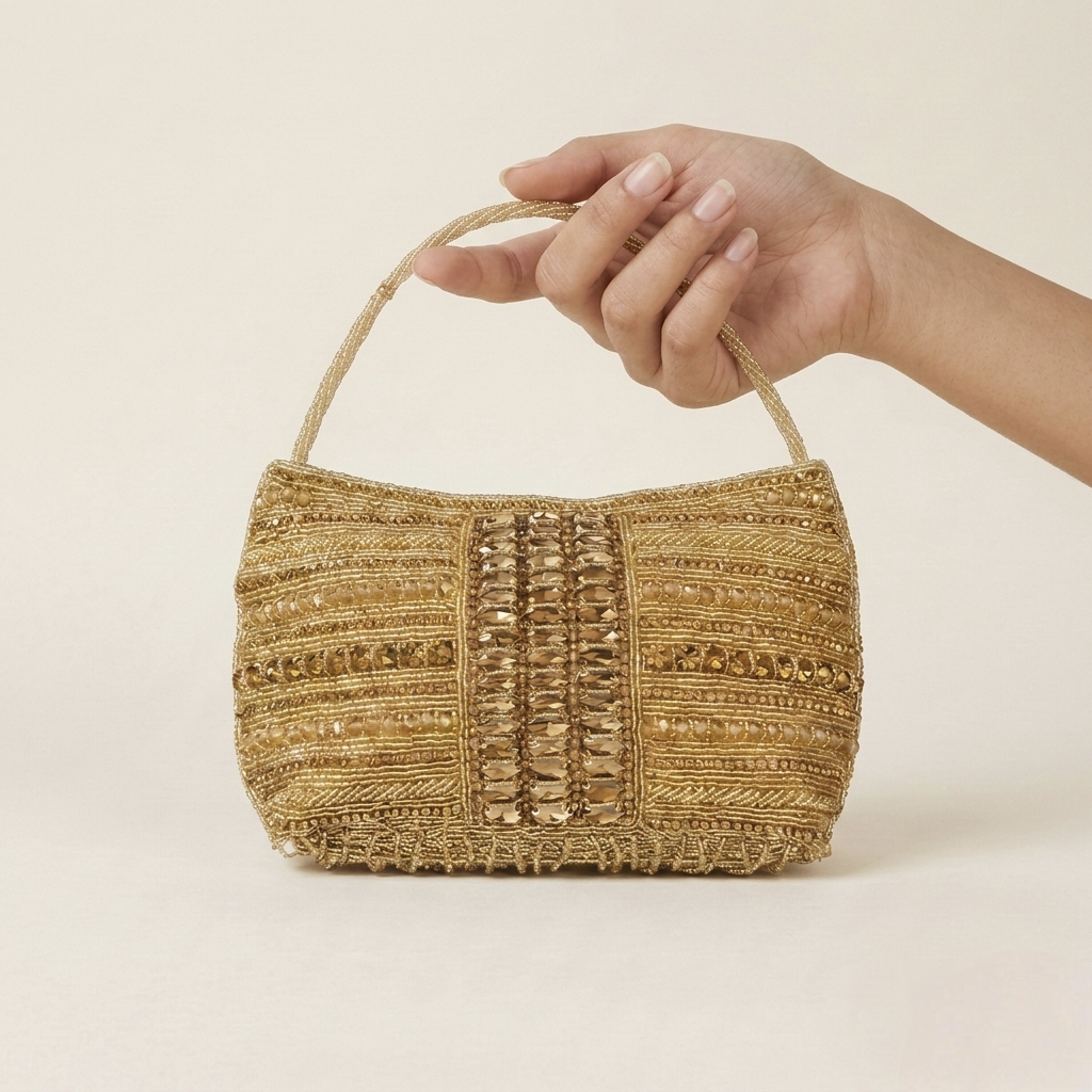 Small Gold Shimmer Handbag for Bridesmaids and Festive Occasions